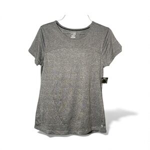 NWT‎ Danskin Now Short Sleeve Semi-fitted T-Shirt  Open Back Grey Sz Small 4-6